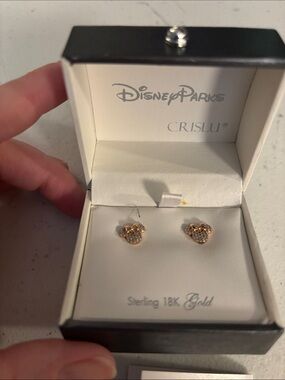 Disney Parks Crislu Rose Gold Mickey Stud Earrings